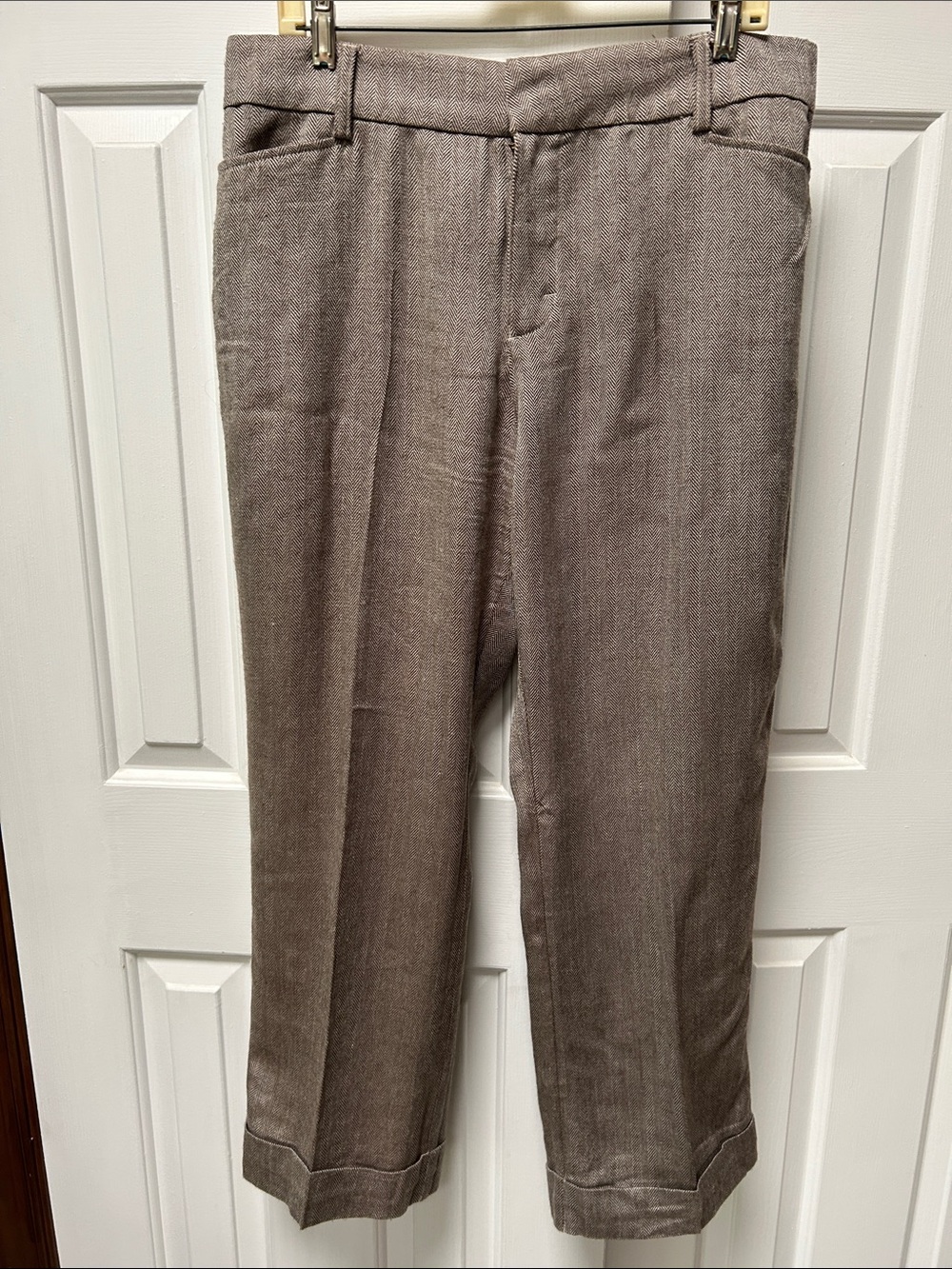 Lee Riveted Ultra khakis Lt Brown Herringbone Pants Cuffed, 16 petite. Like new!